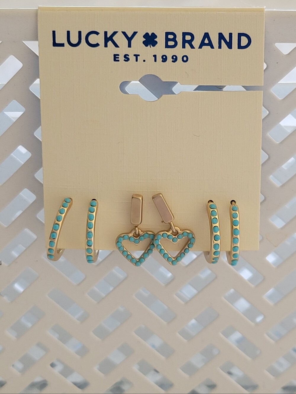 NWT Lucky Brand Gold Tone Hoop and Stud Earring Set